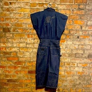 Ganni fitted denim dress with embroidered rose on back. EU SIZE 34. NWT